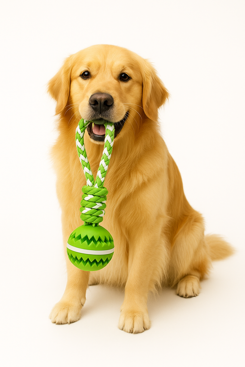 Happy Chewer - Treat Ball & Rope Toy for Dental Health & Fun